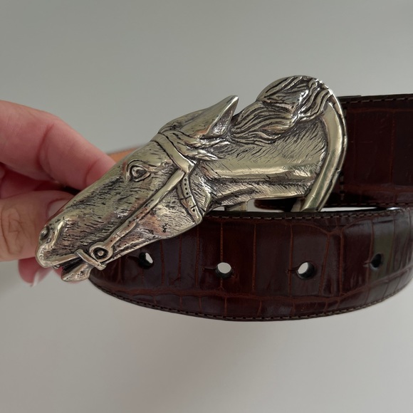 Brighton Accessories - Brighton croc leather belt with silver horse buckle new